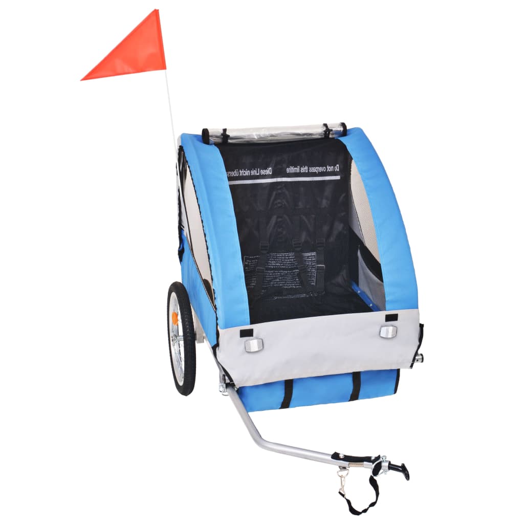 vidaXL Bike Trailer Grey and Blue 30 kg
