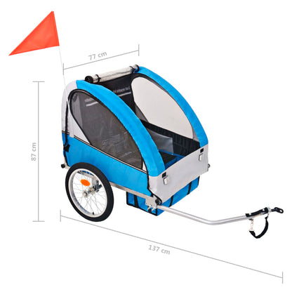 vidaXL Bike Trailer Grey and Blue 30 kg