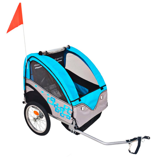 vidaXL Bike Trailer Grey and Blue 30 kg