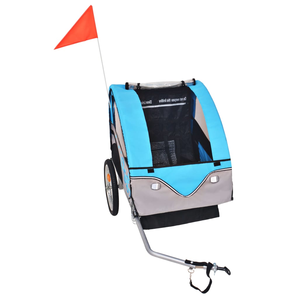 vidaXL Bike Trailer Grey and Blue 30 kg