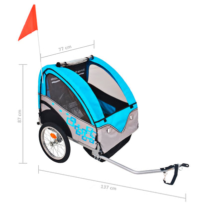 vidaXL Bike Trailer Grey and Blue 30 kg