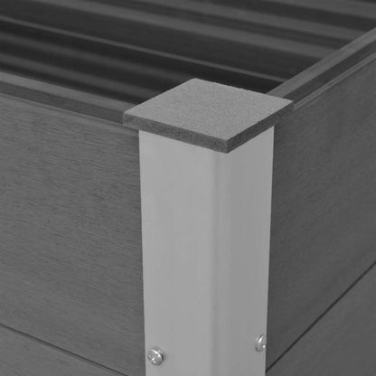 vidaXL Garden Raised Bed | Grey | Wood-plastic composite, Aluminium