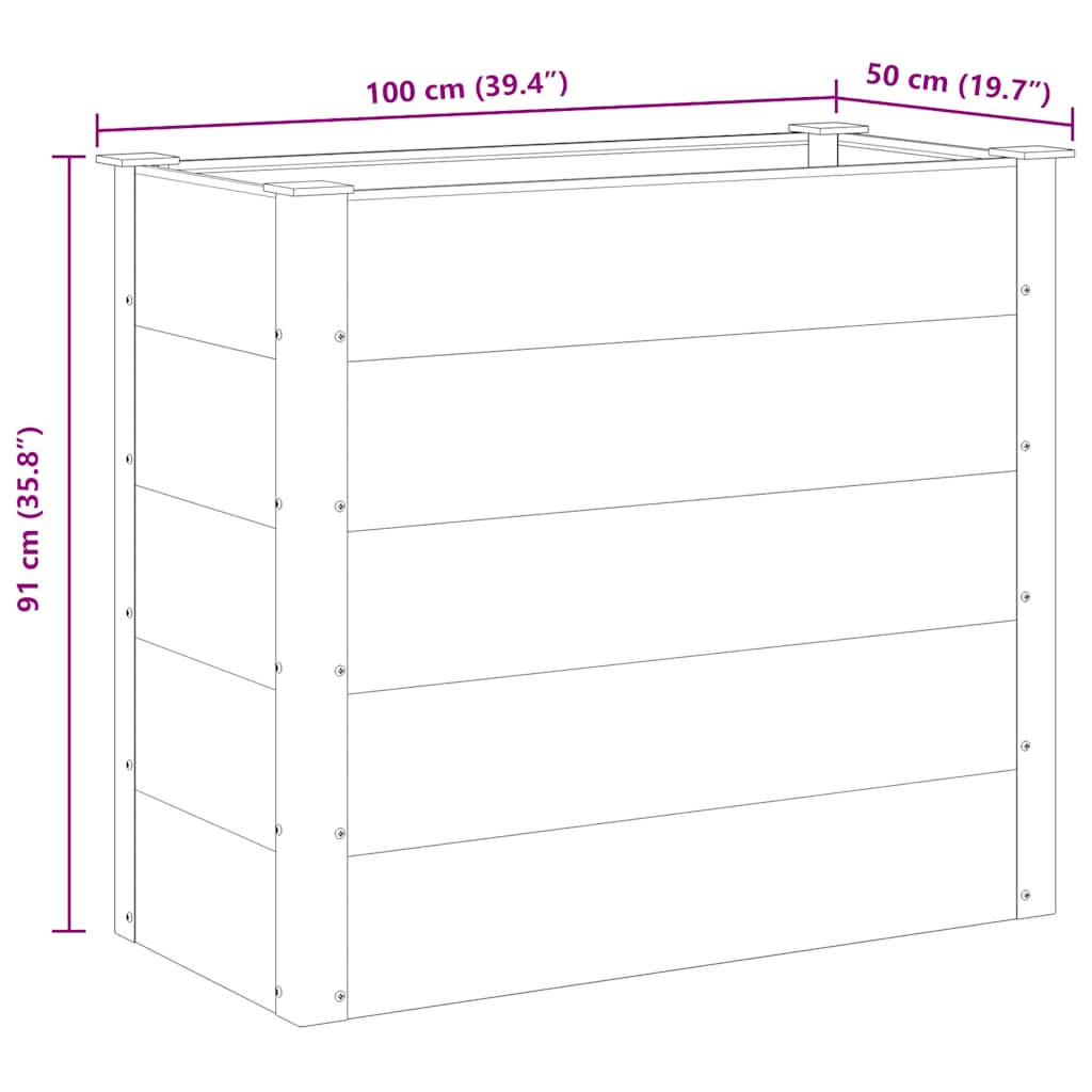 vidaXL Raised Bed | Grey | Wood-plastic composite, Aluminium | 100x50x91 cm