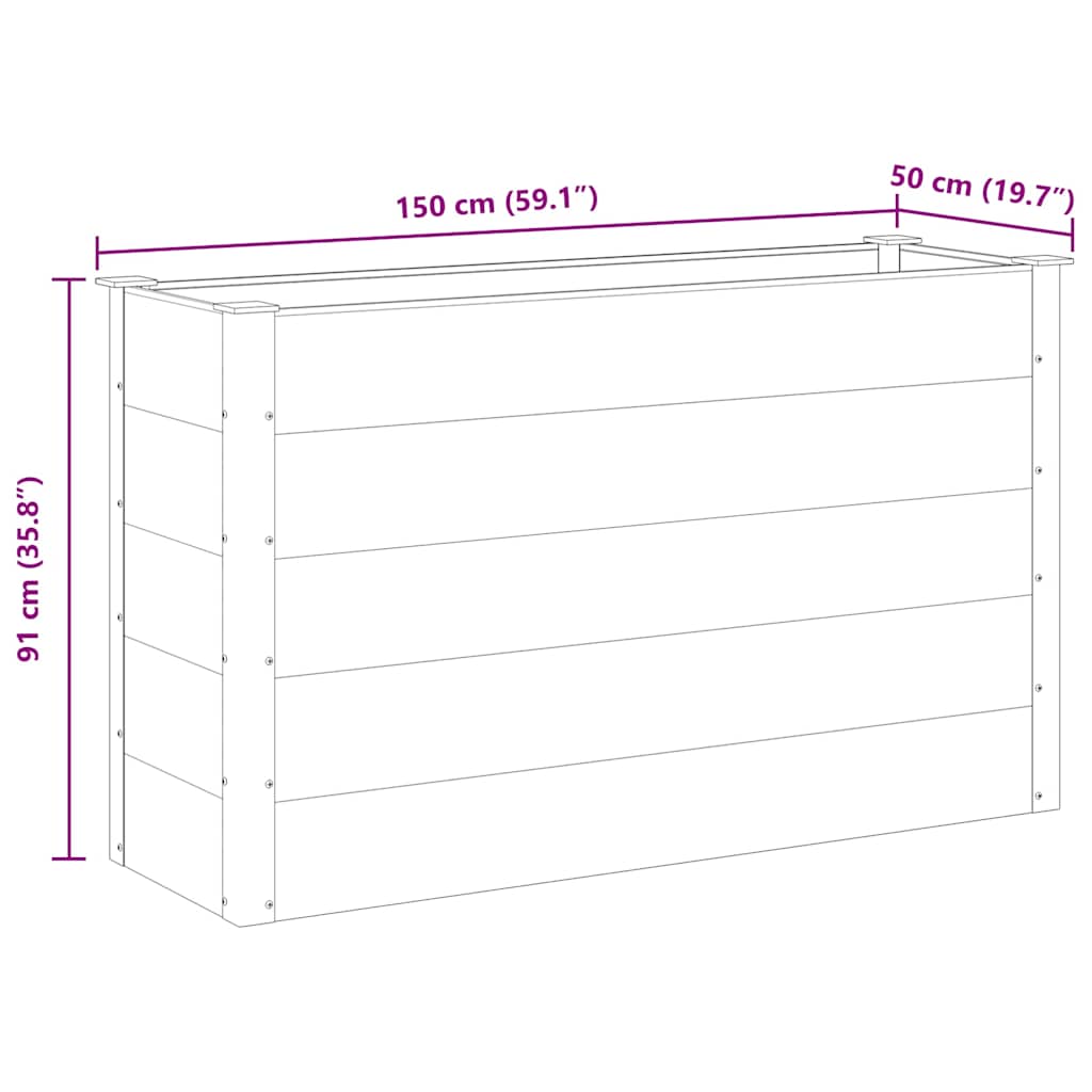 vidaXL Garden Raised Bed | Grey | Wood-plastic composite | 150x50x91 cm