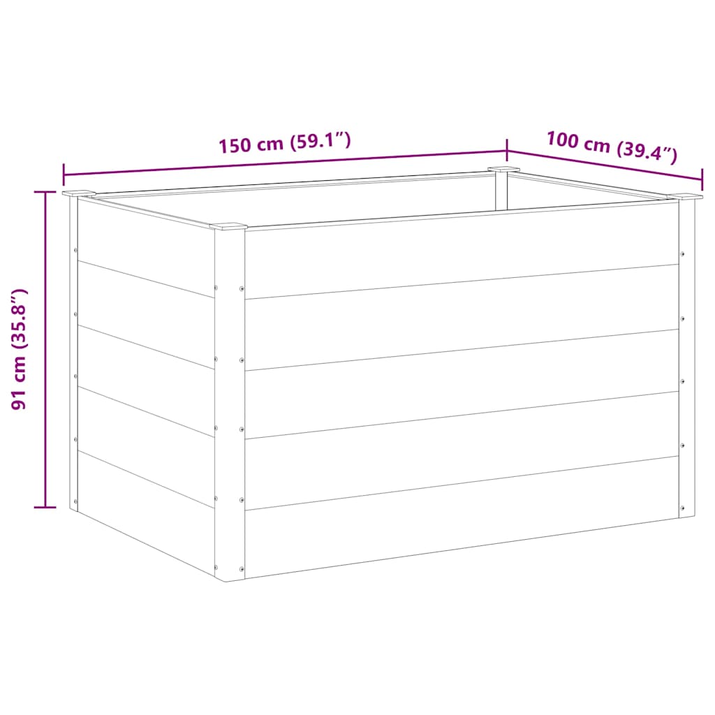 vidaXL Garden Raised Bed WPC 150x100x91 cm Grey