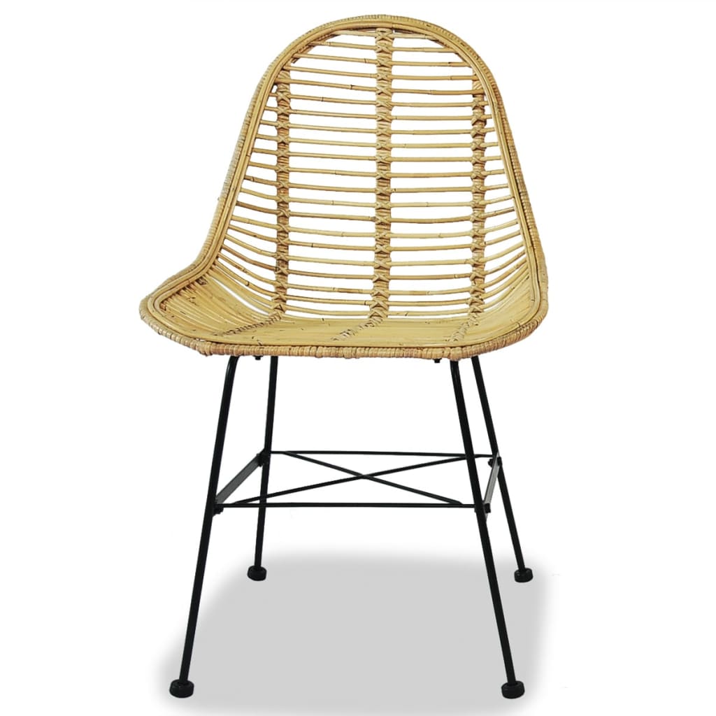 vidaXL Dining Chair | Set of 2 | Beige | Natural rattan and wrought iron