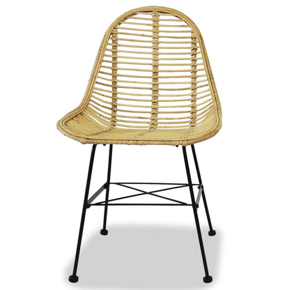 vidaXL Dining Chair | Set of 2 | Beige | Natural rattan and wrought iron