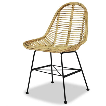 vidaXL Dining Chair | Set of 2 | Beige | Natural rattan and wrought iron