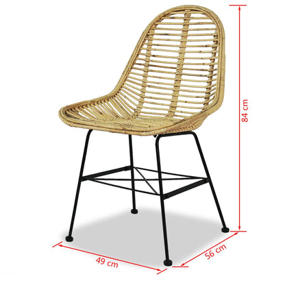 vidaXL Dining Chair | Set of 2 | Beige | Natural rattan and wrought iron