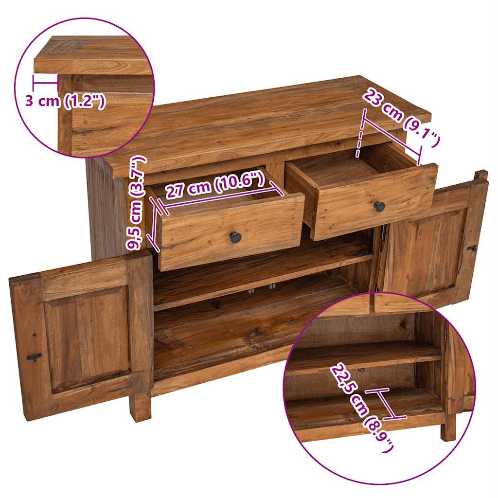 vidaXL Sideboard Solid Mahogany Wood 75x30x65 cm