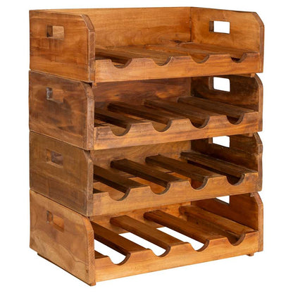 vidaXL Wine Racks 4 pcs for 16 Bottles Solid Mahogany Wood