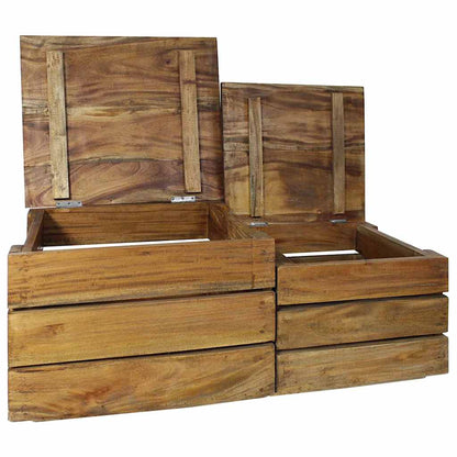 244498 vidaXL Storage Crate Set 2 Pieces Solid Mahogany Wood