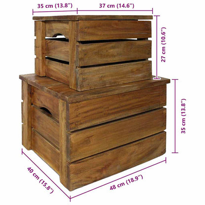 244498 vidaXL Storage Crate Set 2 Pieces Solid Mahogany Wood