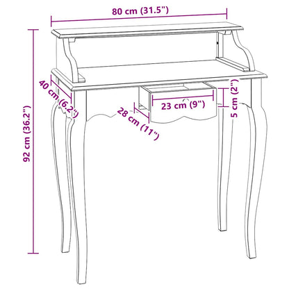 vidaXL Writing Desk Solid Mahogany Wood 80x40x92 cm