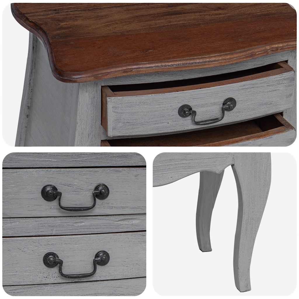 vidaXL Bedside Cabinet Solid Mahogany Wood 48x35x64 cm
