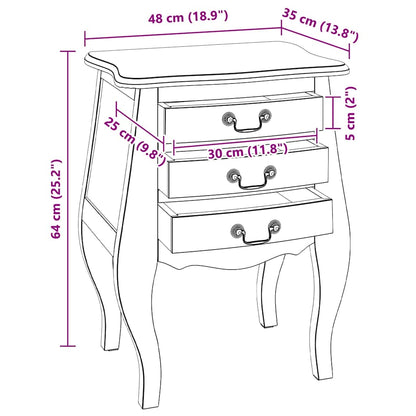 244504 vidaXL Bedside Cabinet Solid Mahogany Wood 48x35x64 cm