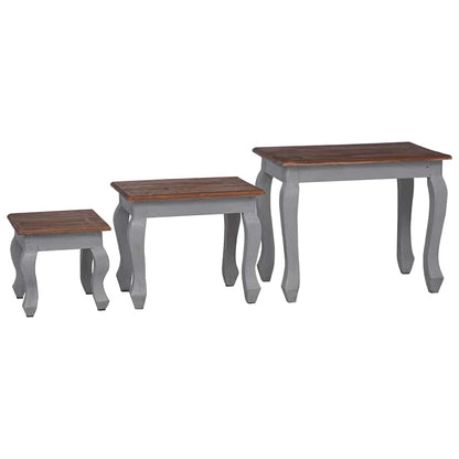 vidaXL Nesting Table Set 3 Pieces Solid Mahogany Wood
