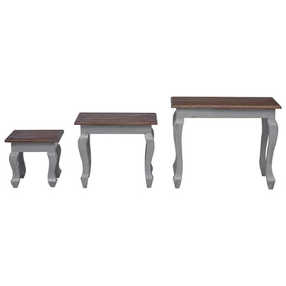 244505 vidaXL Nesting Table Set 3 Pieces Solid Mahogany Wood