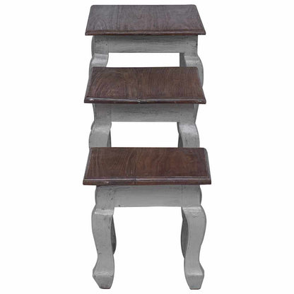 vidaXL Nesting Table Set 3 Pieces Solid Mahogany Wood