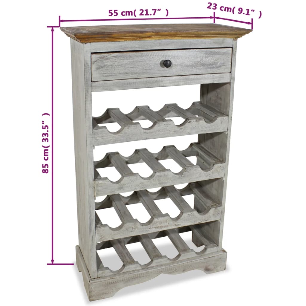vidaXL Wine Rack Solid Mahogany Wood 55x23x85 cm
