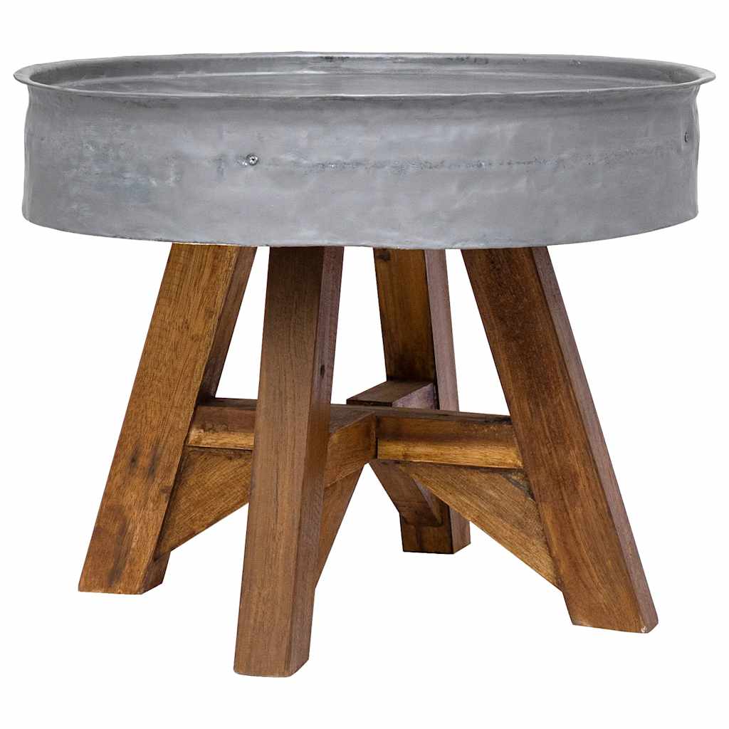 vidaXL Coffee Table Mixed Recycled Wood 60x45 cm Silver