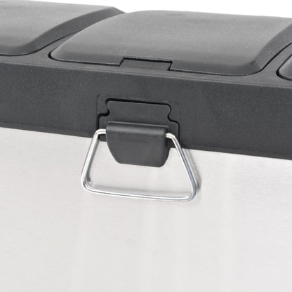 vidaXL Recycling Pedal Bin Garbage Trash Bin Stainless Steel 24 L