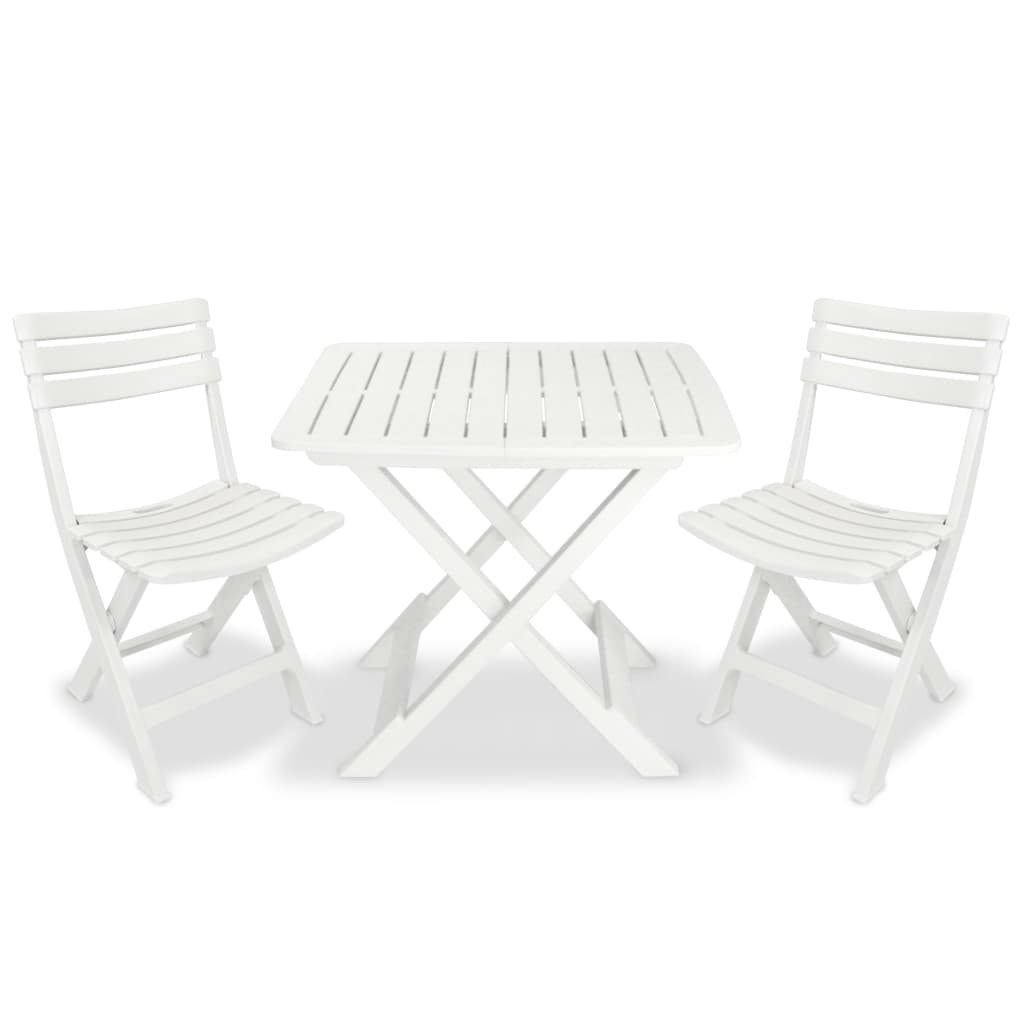 vidaXL Garden Furniture Set | White | Plastic |  Foldable  | Bistro Table