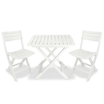 vidaXL Garden Furniture Set | White | Plastic |  Foldable  | Bistro Table