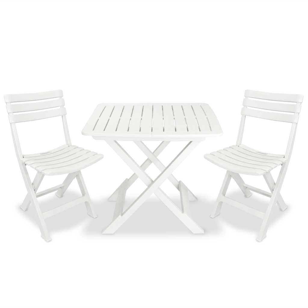 43581 vidaXL 3 Piece Folding Bistro Set Plastic White