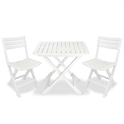 43581 vidaXL 3 Piece Folding Bistro Set Plastic White