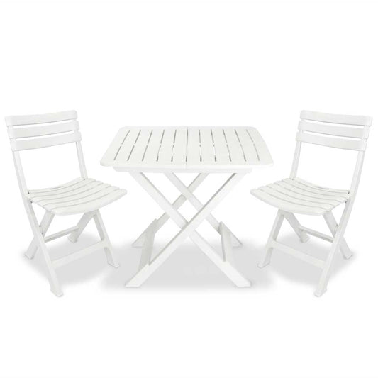 43581 vidaXL 3 Piece Folding Bistro Set Plastic White