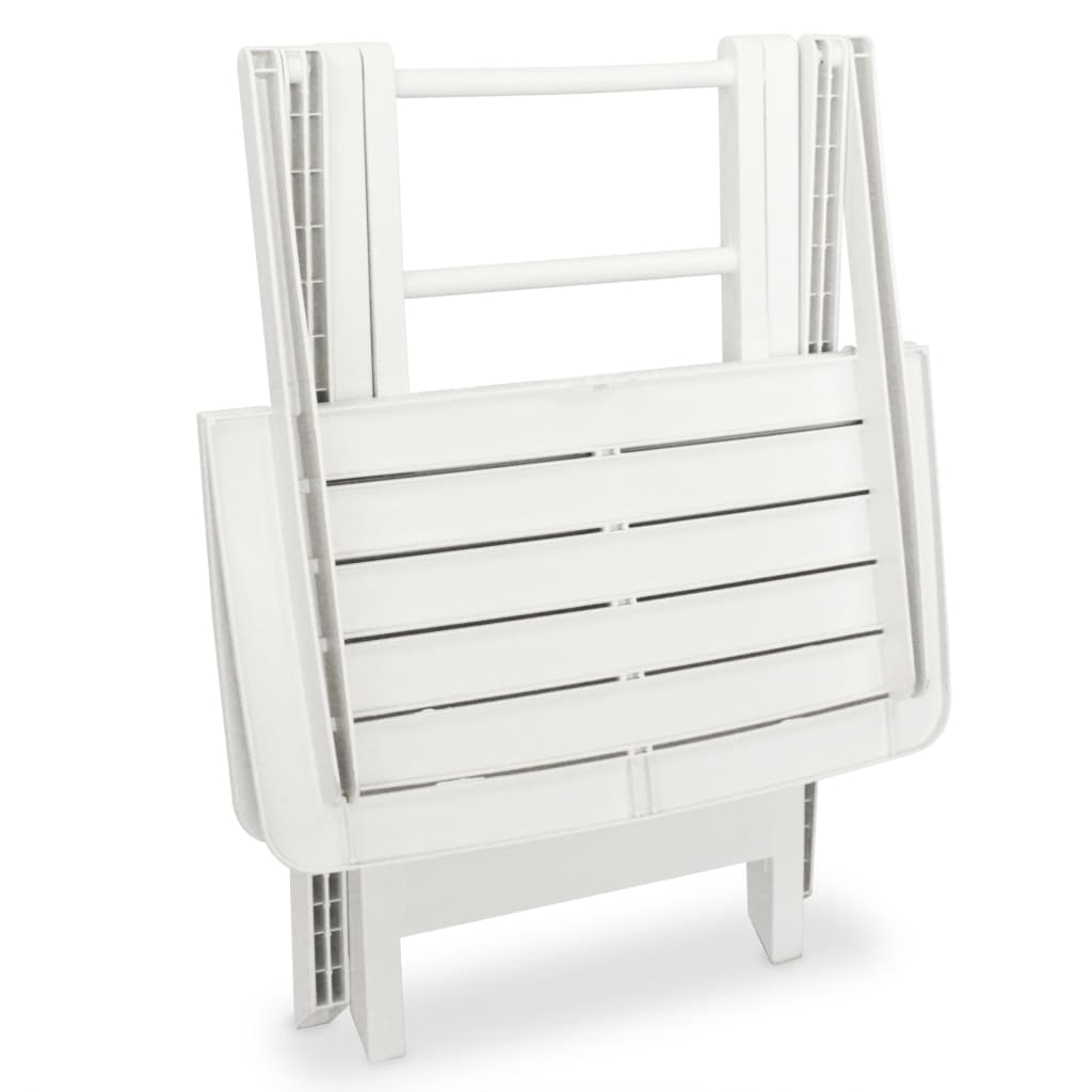 vidaXL Garden Furniture Set | White | Plastic |  Foldable  | Bistro Table