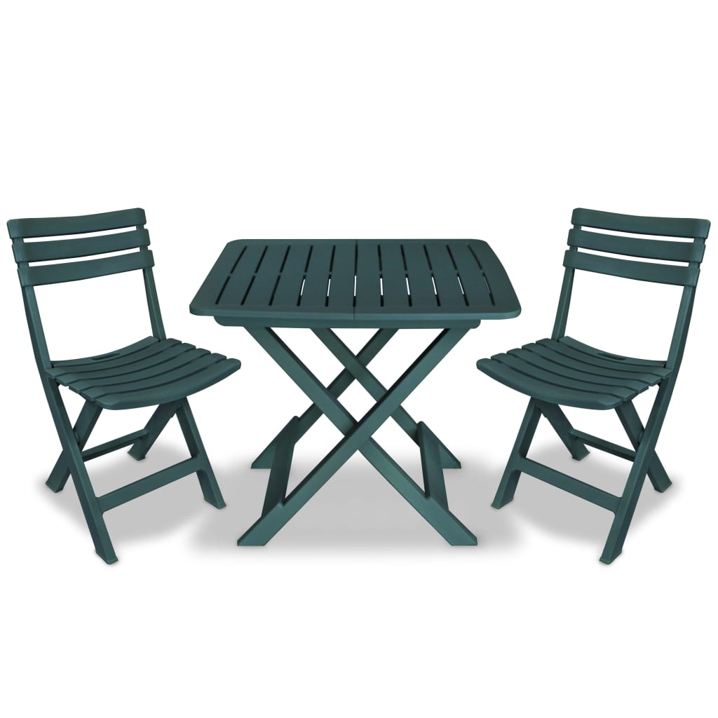 vidaXL Garden Furniture Set | Green | Plastic | Small | Foldable | Bistro Set