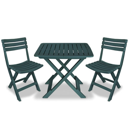 vidaXL Garden Furniture Set | Green | Plastic | Small | Foldable | Bistro Set