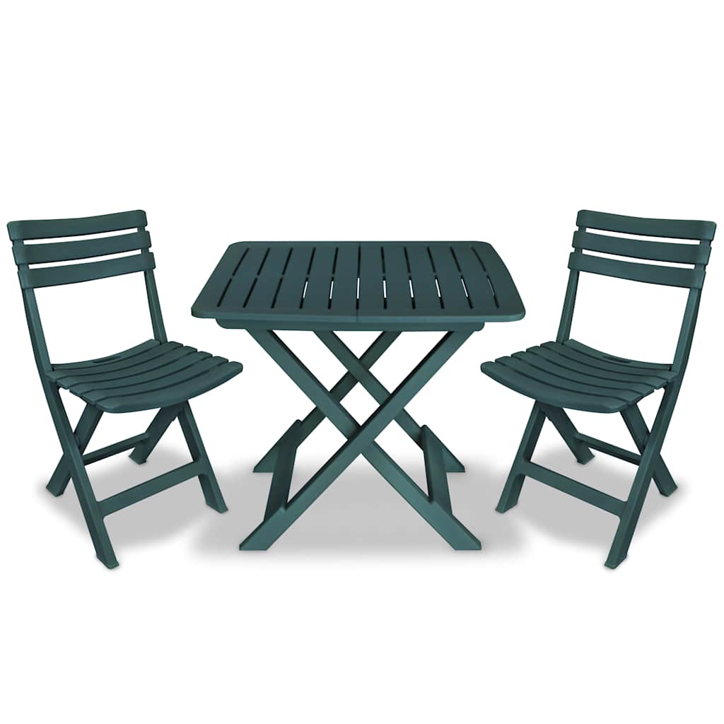 43582 vidaXL 3 Piece Folding Bistro Set Plastic Green