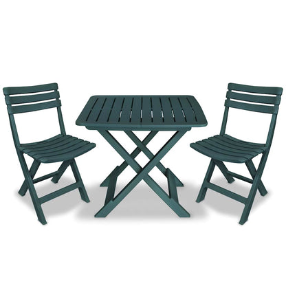 43582 vidaXL 3 Piece Folding Bistro Set Plastic Green