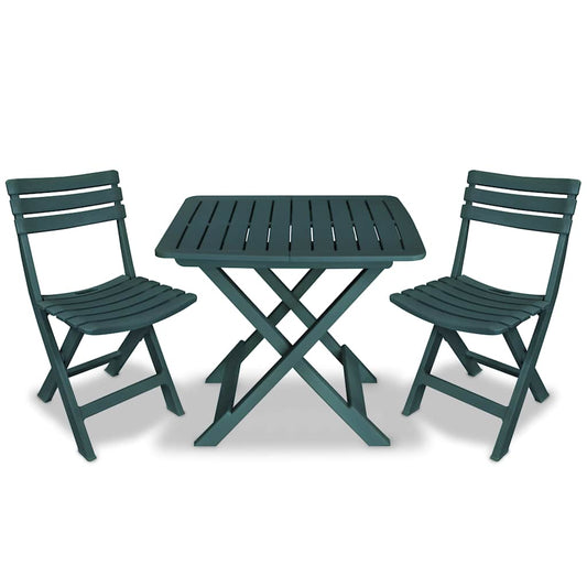 43582 vidaXL 3 Piece Folding Bistro Set Plastic Green