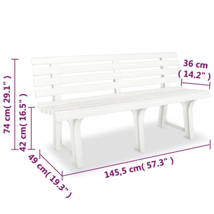 vidaXL Garden Bench | White | Plastic | Standard | Durable | Garden Bench