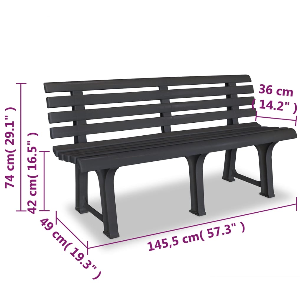 vidaXL Garden Bench | Anthracite | Plastic | Medium | Durable | Garden Bench