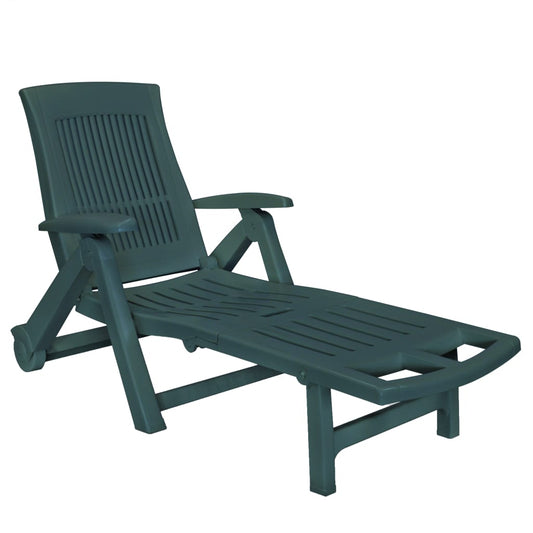 vidaXL Sunlounger | Green | Plastic | One Size | Foldable | Sun Lounger