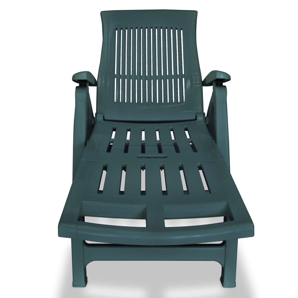 vidaXL Sunlounger | Green | Plastic | One Size | Foldable | Sun Lounger