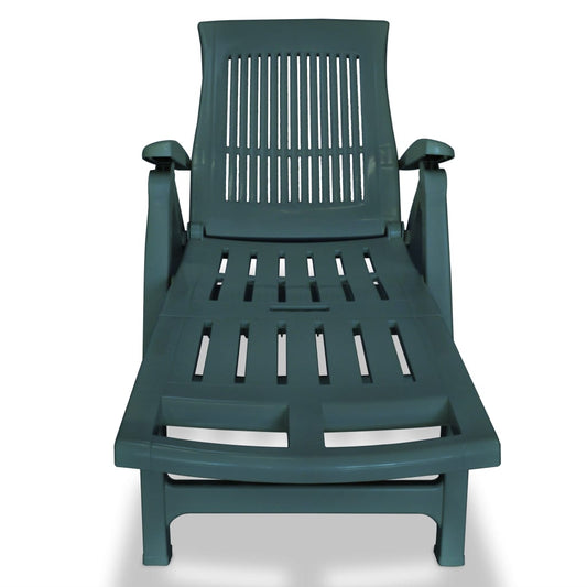 vidaXL Sunlounger | Green | Plastic | One Size | Foldable | Sun Lounger