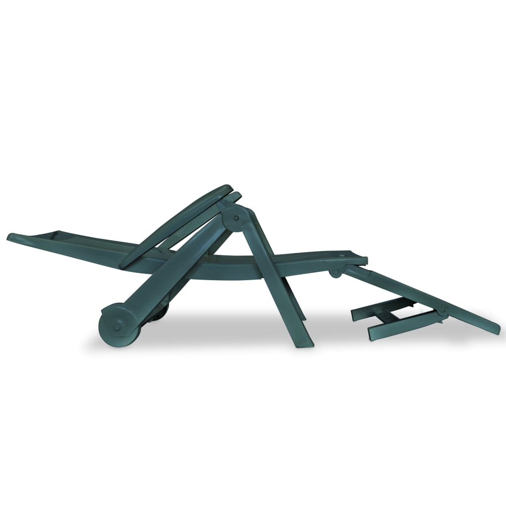 vidaXL Sunlounger | Green | Plastic | One Size | Foldable | Sun Lounger
