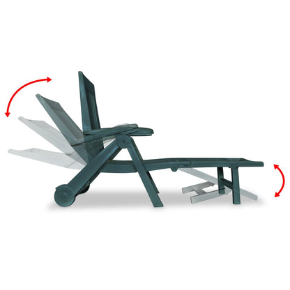 vidaXL Sunlounger | Green | Plastic | One Size | Foldable | Sun Lounger
