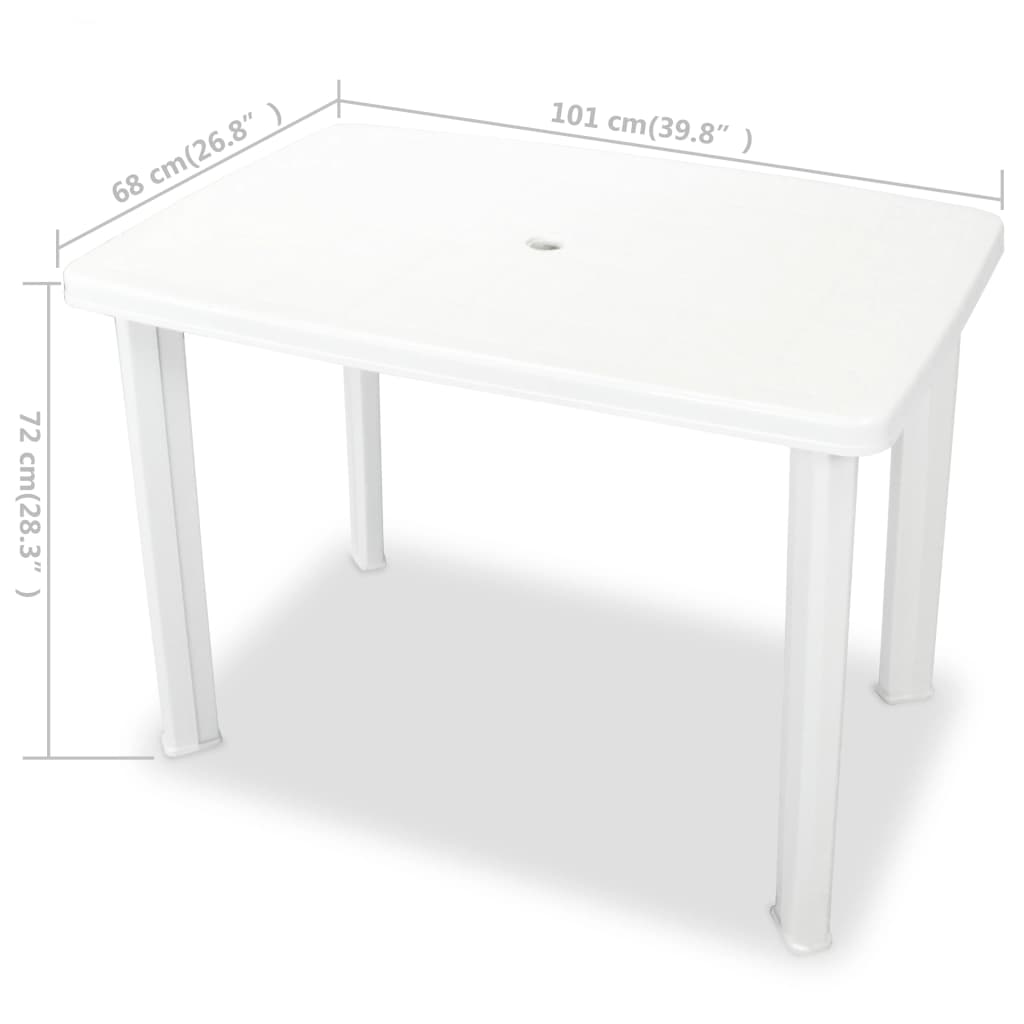 vidaXL Outdoor Table | White | Plastic | Medium | Lightweight | Garden Table