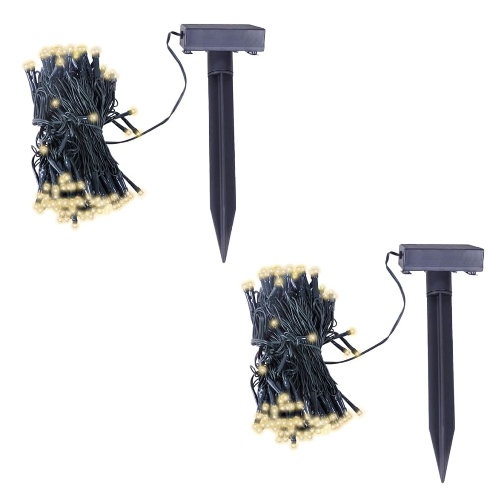 vidaXL LED Solar String Lights 2 pcs Warm White