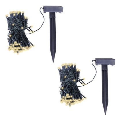 vidaXL LED Solar String Lights 2 pcs Warm White