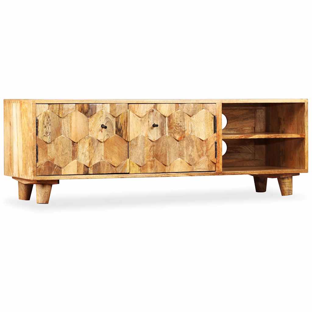 vidaXL TV Cabinet | Natural Mango Wood | Solid Mango Wood | 118 x 35 x 40 cm