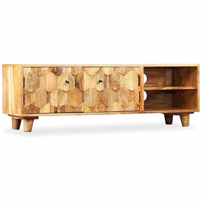 vidaXL TV Cabinet | Natural Mango Wood | Solid Mango Wood | 118 x 35 x 40 cm