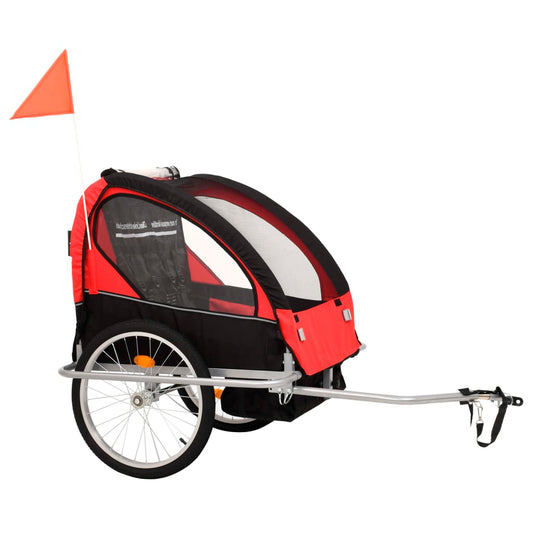 vidaXL 2-in-1 Bike Trailer & Stroller Black and Red